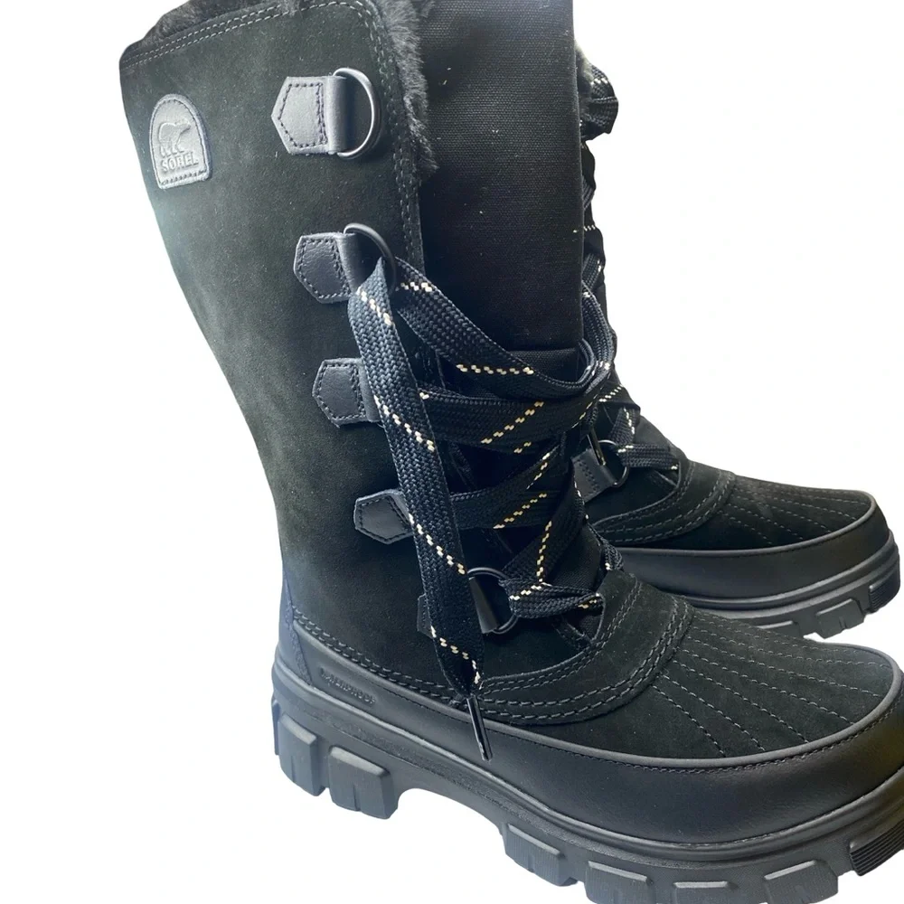 Black Sorel Winter Boots with Fur Trim Woman’s 8.5 - Picture 6 of 10